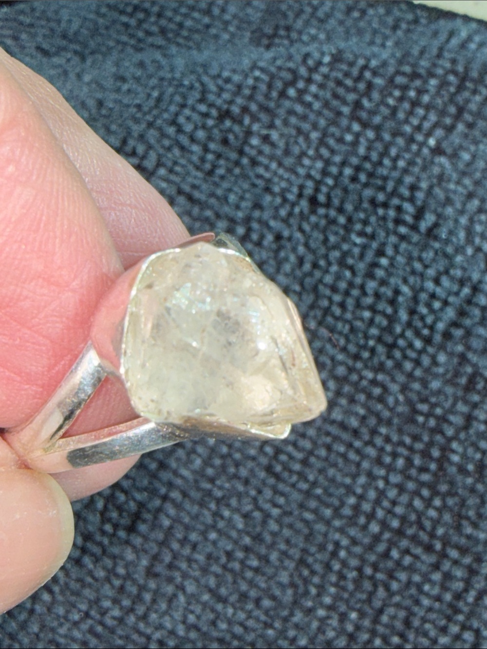 Herkimer Diamond Ring: Natural 925 Sterling Silver - Picture 2 of 6